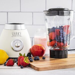 Rae Dunn Table and Countertop Blender- 2 Speed Blender with 1.5 L Glass Container and Lid, 500 W Shake and Smoothie Maker, Juice Blender with 6 Blades (Cream)