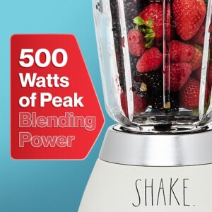 Rae Dunn Table and Countertop Blender- 2 Speed Blender with 1.5 L Glass Container and Lid, 500 W Shake and Smoothie Maker, Juice Blender with 6 Blades (Cream)