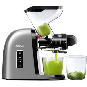 sifene cold press juicer machine, wide feed chute, high yield, better flavor, easy to clean juice extractor maker for whole fruit & vegetable, bpa-free celery juicer with quiet dc motor