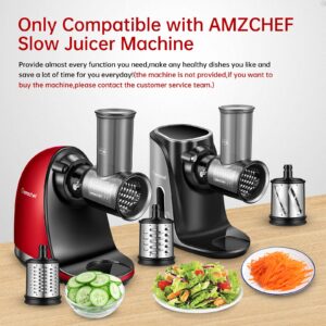 AMZCHEF Slow Masticating Juicer Bundled with Slicer Shredder Attachments, Cold Press Juicer With Silent Motor and Reverse Function,3 Interchangeable blades for Juicing and Shredding Cheese