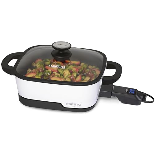 Presto 07118 Tuxedo Precision Multi-Cooker Digital Skillet, 12", White