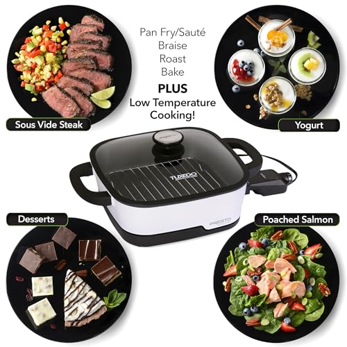 Presto 07118 Tuxedo Precision Multi-Cooker Digital Skillet, 12", White