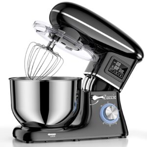 stand mixer, zuccie 660w mixers kitchen electric stand mixer, 6+p-speed cake mixer with dough hook, wire whip & beater and splash guard (8l, gray-8l)