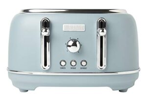 haden 75026 highclere innovative 4 slice retro vintage countertop wide slot toaster kitchen appliance with self centering function, pool blue