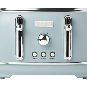 Haden 75026 Highclere Innovative 4 Slice Retro Vintage Countertop Wide Slot Toaster Kitchen Appliance with Self Centering Function, Pool Blue