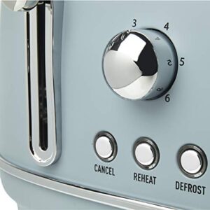 Haden 75026 Highclere Innovative 4 Slice Retro Vintage Countertop Wide Slot Toaster Kitchen Appliance with Self Centering Function, Pool Blue