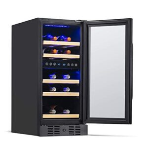 NewAir Freestanding 28 Bottle Dual Zone Wine Fridge, French Door, Black Stainless Steel