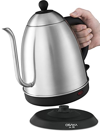 Osaka, 1.5 Liter Electric Quick Boil Gooseneck Water Kettle for Drip Coffee – Accurate Flow Control And Fully Stainless Steel Interior Tea Kettle - Perfect For Manually Brewed Pour Over Coffee and Tea