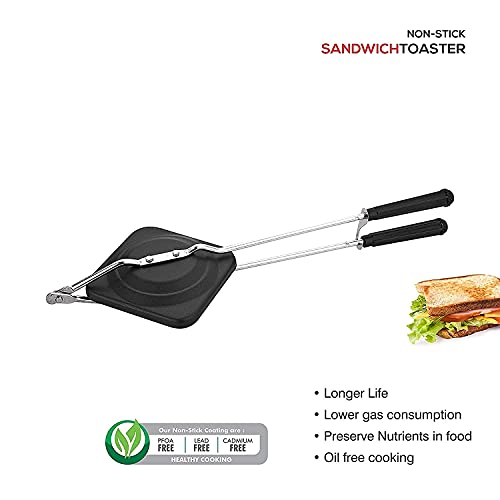 Non-Stick Gas Sandwich Toaster, Take Our Toaster And Make a Delicious For Your Family With Own Hands, Compatible Hand ( Black )., 4x16