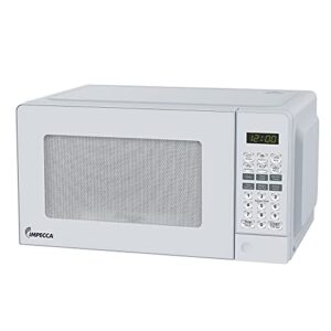impecca cm-0772w countertop microwave oven w/ 10 power levels, child lock, led lighting, 700watt & 0.7 cu. ft., convenient cooking controls and touch pad panel, white color