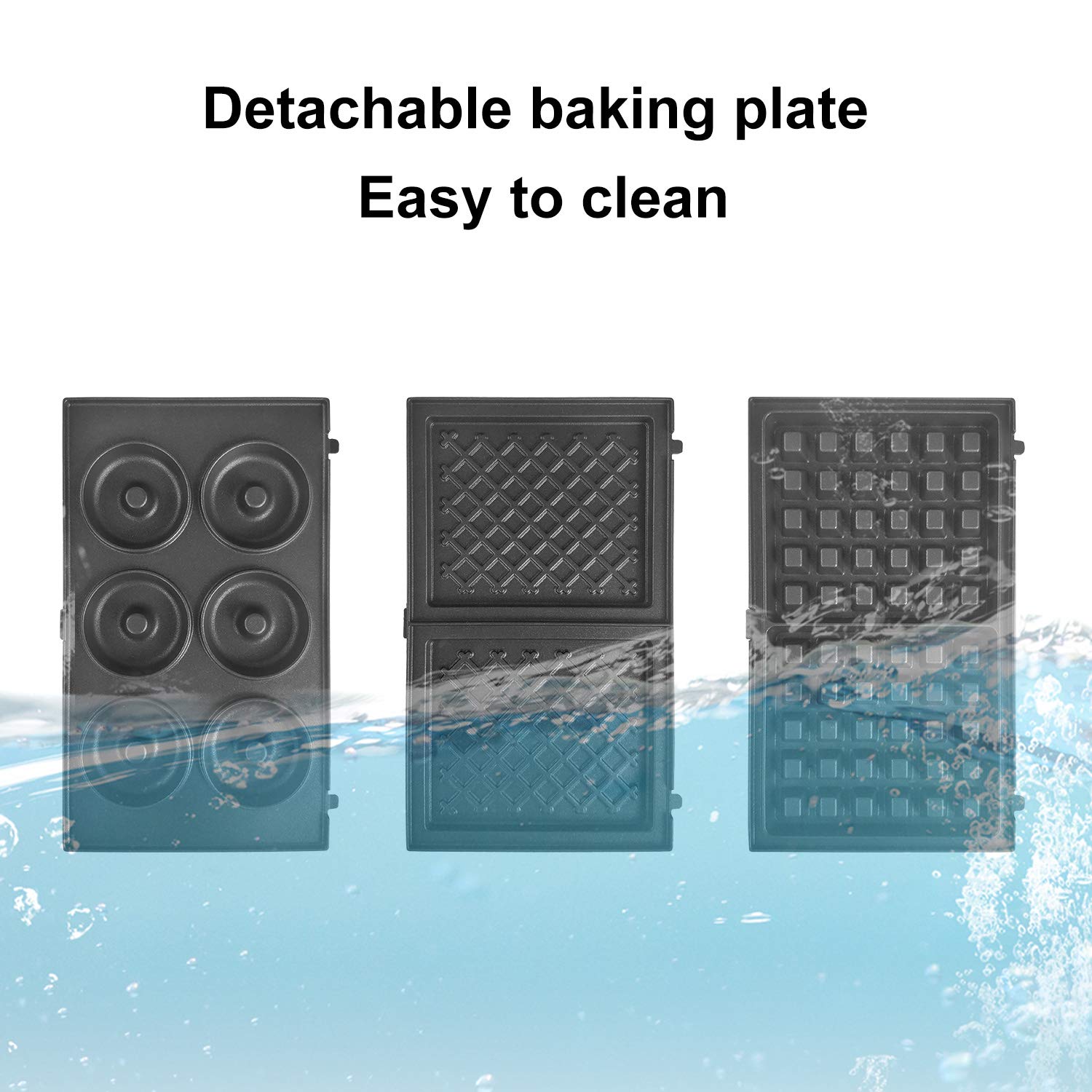 Health and Home Multi Baker, with 3 sets of interchangeable plates for making Belgian Waffle, Gourmet Sandwich, Doughnuts and More Snacks