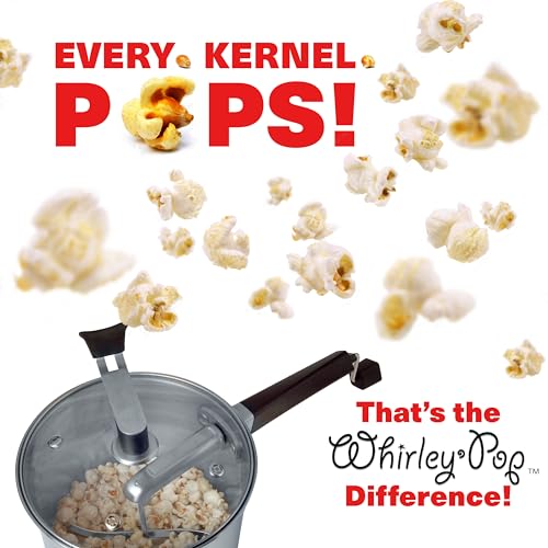 Platinum Series Whirley Pop Popcorn Maker - 6 Quart Stainless Steel Popcorn Popper, Popcorn Maker with¬†Metal Gears, Wabash Valley Farms Stove Top Popcorn Maker (Stainless Steel)