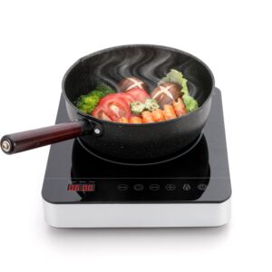 weceleh portable induction cooktop, 1800w induction burner with ultra thin body, 9 power levels induction hot plate, induction stove top cooker with 3-hour timer, child safety lock, black (plug in)