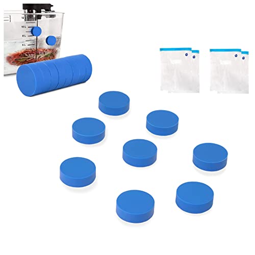 StylNio Sous Vide Weights - Sous Vide Magnets (8 Pack) - Silicone Coated Magnetical Weight Set - Sous-Vide Magnet Accessories to Keep Bags Submerged - Includes 4 Sousvide Bags