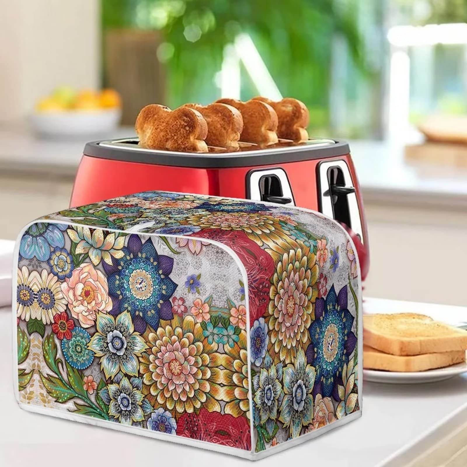 Gomyblomy Vintage Mandalas 4 Slice Toaster Cover Dustproof Cover Small Appliance Cover Bread Maker Cover Dust Protection & Waterproof