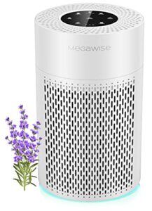 megawise 2022 updated version of epi235a smart hepa air purifiers for home, up to 936 ft²,smart air quality sensor, ture 13 hepa paper material, purifiers 99.97% of dust, vocs, smoke and pet dander