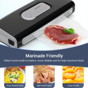 Pro 6 In 1 Food Vacuum Sealer Machine-Versatile Food Sealer with Bags and Rolls-Wet Food Mode,85Kpa Great Suction,Consecutive Sealing,Sous Vide Applied