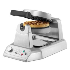 Waring Commercial WW180X Heavy Duty Single Belgian Waffle Maker, Coated Non Stick Cooking Plates, Produces 25 waffles per hour, 120V, 1200W, 5-15 Phase Plug, Silver, 12.5 x 17.88 x 10.5 inches