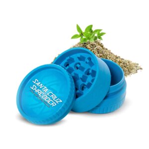 santa cruz shredder grinder for herbs knurled top for stronger grip 3-piece 2.2" (blue)