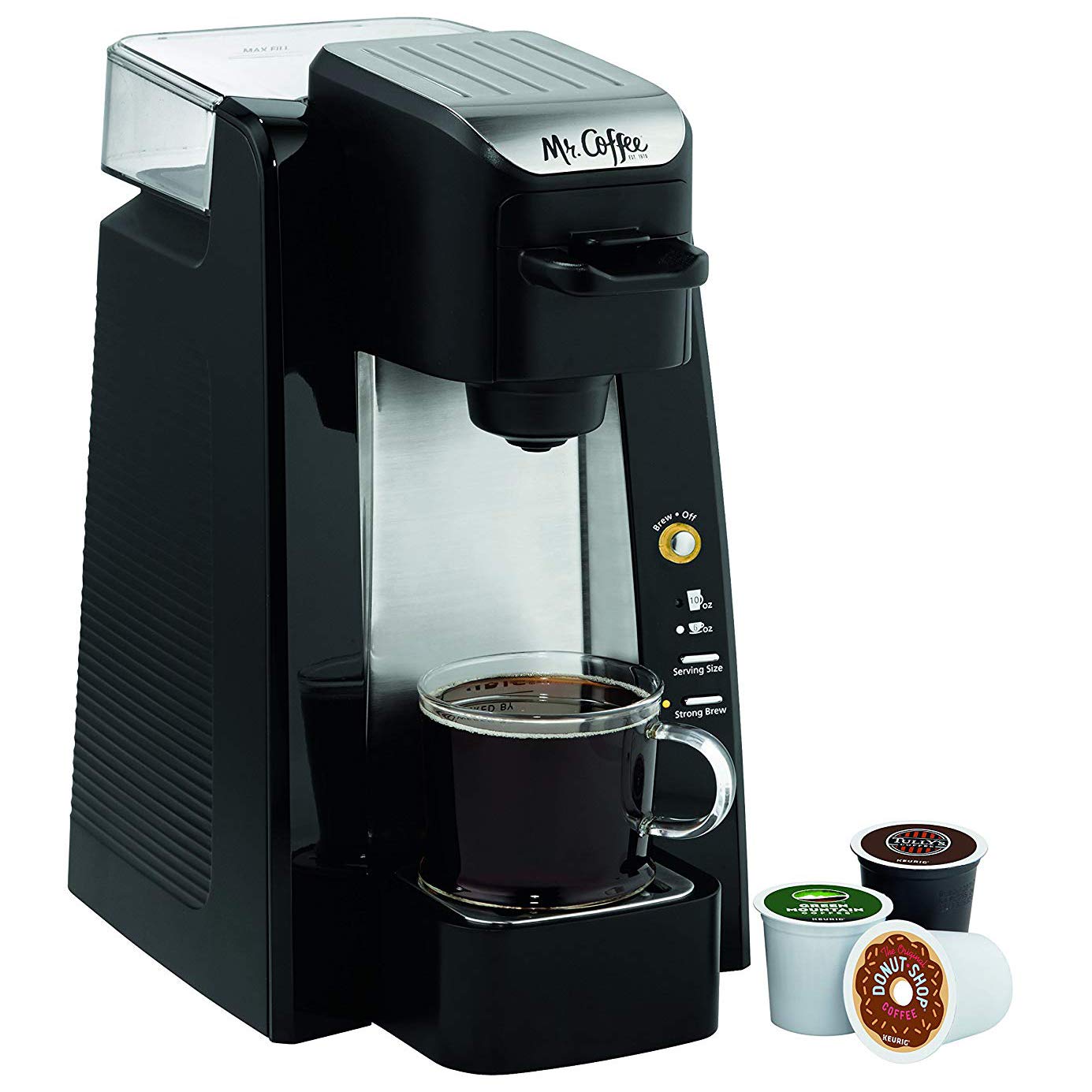 Mr. Coffee BVMC-SC500-2 Single-Serve K-Cup Coffee Maker, Black with Silver Panel