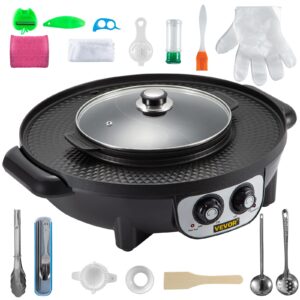 VEVOR 2200W 2 in 1 HotPot Multi-Function Smokeless Dual Temp Control, Hot-Pot Grill with Nonstick Coating for BBQ, Steaks, Shabu, 1200W, Black