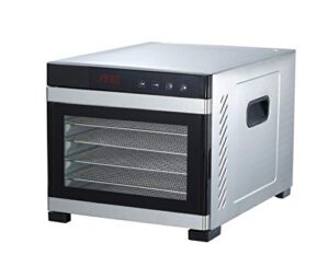 samson "silent" 6 tray all stainless steel dehydrator with glass door and digital timer and temperature control for fruit, vegetables, dog treats, fruit leathers and more quiet and convenient