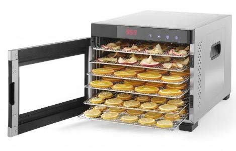 Samson "Silent" 6 Tray All Stainless Steel Dehydrator with Glass Door and Digital Timer and Temperature Control for Fruit, Vegetables, Dog Treats, Fruit Leathers and More Quiet and Convenient