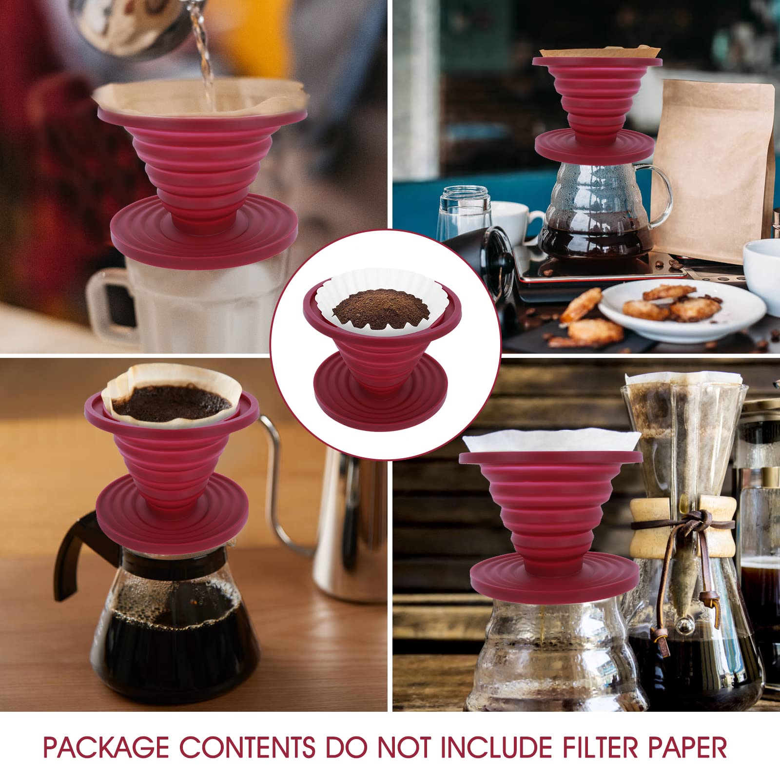 Prasacco Pour Over Coffee Maker Collapsible Pour Over Coffee Dripper Portable Camping Coffee Maker Reusable Silicone Pour Over Coffee Filter for Backpacking Camping Home Office