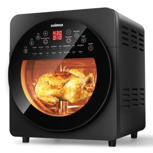 cusimax air fryer toaster oven, 15.5 quart air fryer combo, 16-in-1 air fryer toaster oven, large convection roaster with rotisserie & dehydrator, rich accessories, digital controls