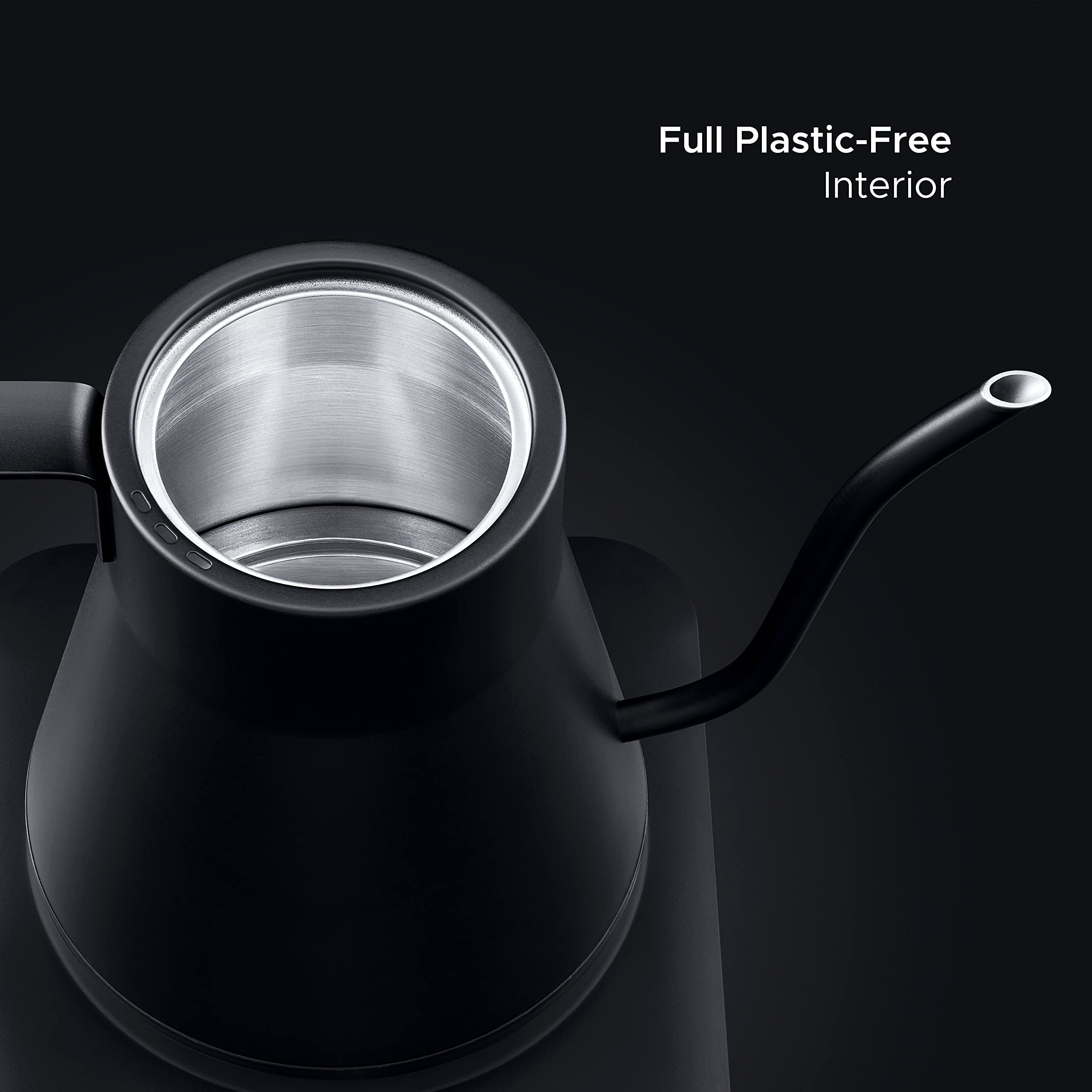 SAKI Baristan Electric Gooseneck Kettle with Precise Temperature Control, Pour Over Coffee Kettle & Tea Kettle, Stainless Steel, 1200W Quick Heating, 1 Liter, Matte Black