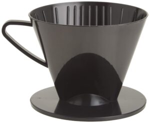 fino pour-over reusable coffee brewing cone with gold-toned mesh permanent coffee filter, number 2-size, black