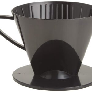 Fino Pour-Over Reusable Coffee Brewing Cone with Gold-Toned Mesh Permanent Coffee Filter, Number 2-Size, Black