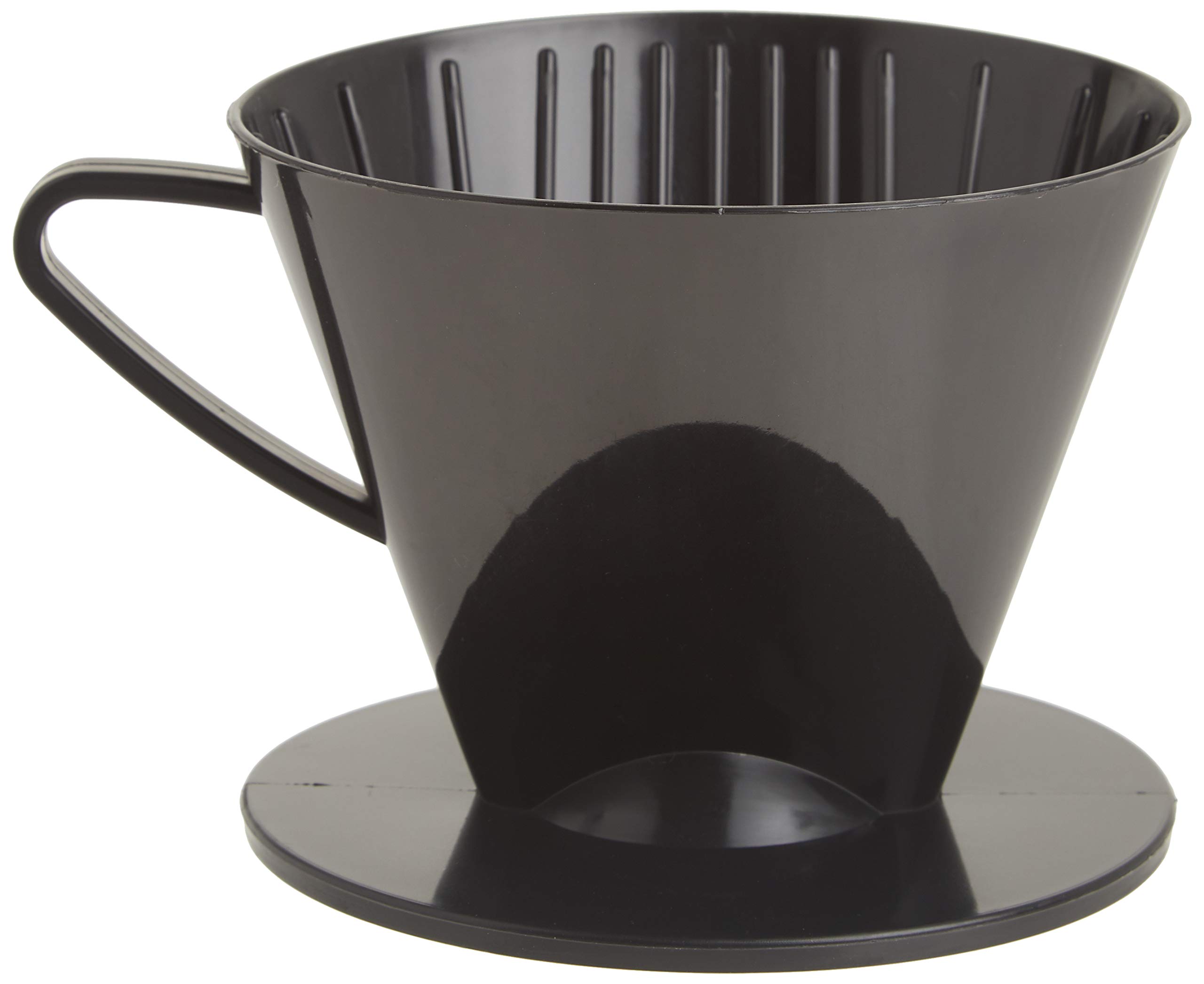 Fino Pour-Over Reusable Coffee Brewing Cone with Gold-Toned Mesh Permanent Coffee Filter, Number 2-Size, Black