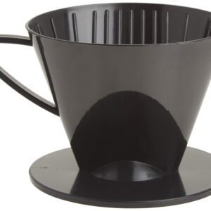 Fino Pour-Over Reusable Coffee Brewing Cone with Gold-Toned Mesh Permanent Coffee Filter, Number 2-Size, Black