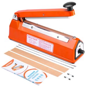 metronic 8 inch impulse bag sealer poly bag sealing machine heat seal closer with repair kit in orange