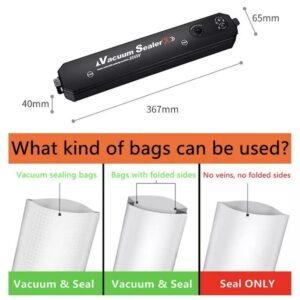 Portable Vacuum Sealer, Automatic Sealer for Food Storage, Easy to Use Compact Food Preservation Sealing Machine for Home & Kitchen