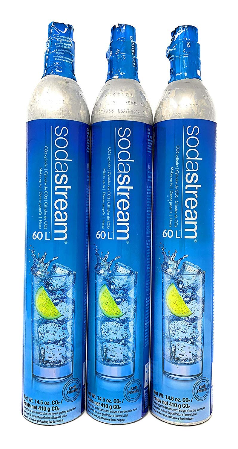 Sodastream - set of 3 co2 gas refill cylinders 60l for carbonating machine 3 x gas cylinders