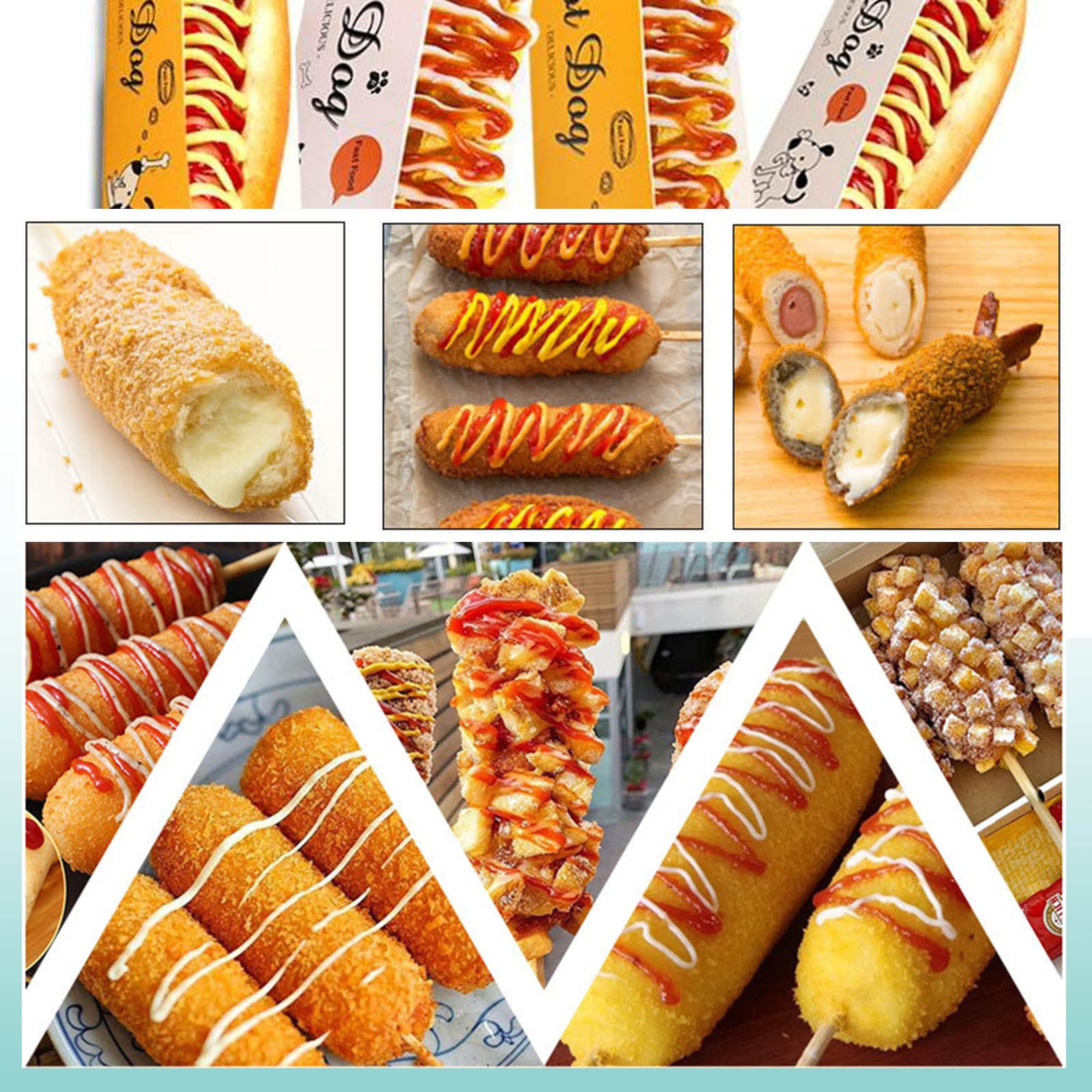 Koalalko Korean Cheese Hot Dogs Sticks frying machine Mozzarella Hot dog maker machine corn dog deep fryer machine