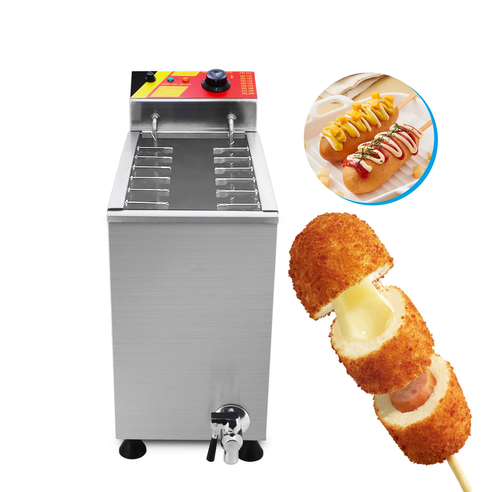 Koalalko Korean Cheese Hot Dogs Sticks frying machine Mozzarella Hot dog maker machine corn dog deep fryer machine