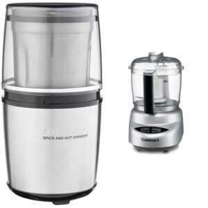 cuisinart sg-10 electric spice-and-nut grinder, stainless/black & dlc-2abc mini-prep plus 24-ounce food-processors, 3 cup, brushed chrome and nickel