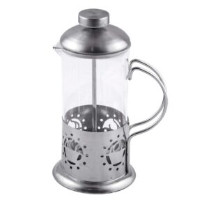 french press single serving coffee maker, small affordable coffee brewer with highest filtration, 1 cup capacity (12 fl oz) (silver)
