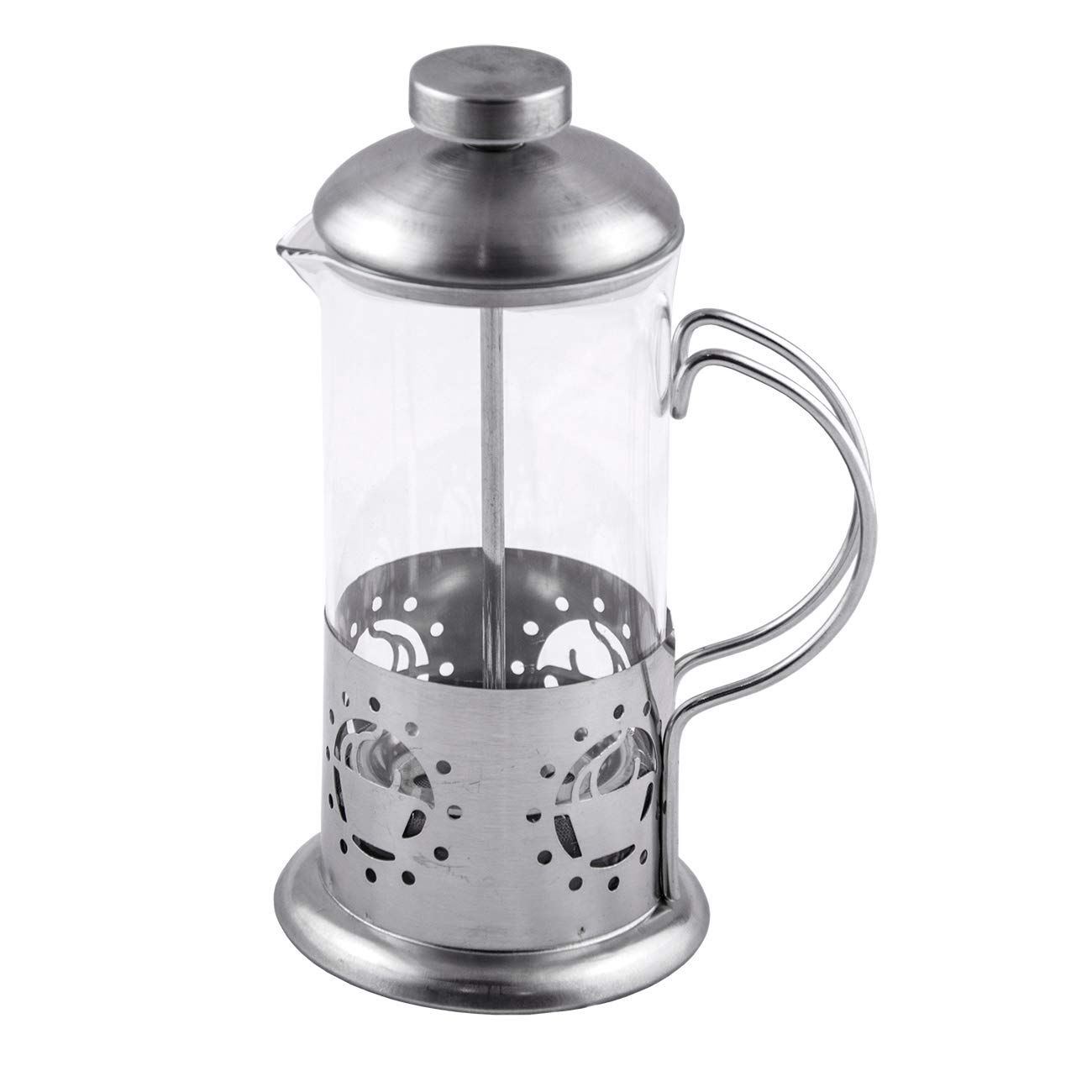 French Press Single Serving Coffee Maker, Small Affordable Coffee Brewer with Highest Filtration, 1 Cup Capacity (12 fl oz) (Silver)