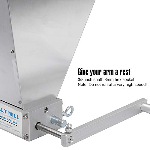 FERRODAY Malted Grain Mill Malt Stainless Steel 2 Roller Malt Mill Homebrew Malted Grain Crusher Manual Grain Mill Slow Drill Available Malt Crusher Adjustable Gap Malted Barley Grinder - No Base Type