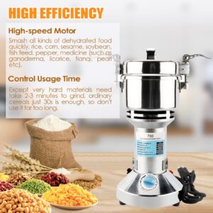 HighFree 700g Electric Grain Grinder Mill, 110V 2500W High Speed Electric Pulverizer Herb Grain Spice Coffee Seeds Rice Corn Pepper Cereal Powder Machine for Kitchen, Food Store