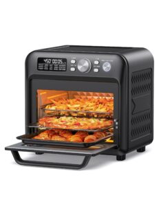 paris rhÔne air fryer oven 19qt, family-sized toaster oven, convection oven with child lock, fits 12-inch pizza, 6-slice toast, button & knob-controlled kitchen appliance, dishwasher safe (19qt)