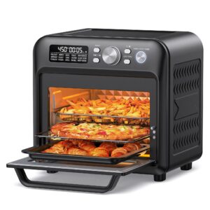 PARIS RHÔNE Air Fryer Oven 19QT, Family-Sized Toaster Oven, Convection Oven with Child Lock, Fits 12-inch Pizza, 6-Slice Toast, Button & Knob-Controlled Kitchen Appliance, Dishwasher Safe (19QT)