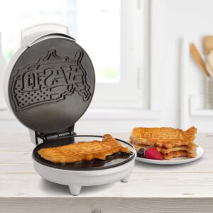 Great American USA Waffle Maker - Make Giant 7.5" Patriotic Waffles or Pancakes w Pride - Electric Nonstick Waffler Iron w America Spirit, Election Debate Party Fun, Funny Gift or Dessert Treat