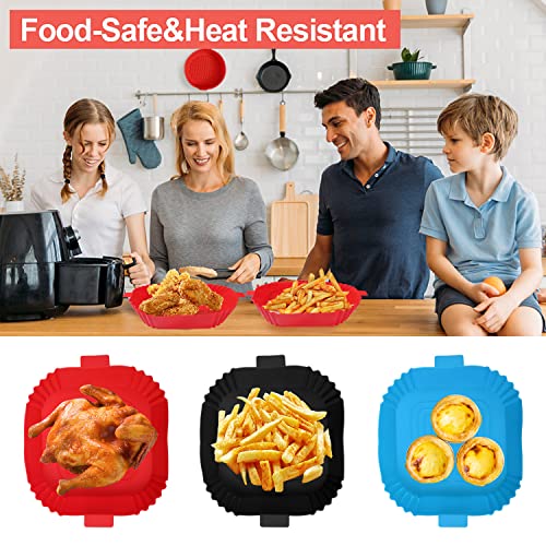 5pcs Silicone Air Fryer Liners，8 Inch Air Fryer Silicone Liners, Food Safe Air Fryer Accessories,Reusable Air Fryer Silicone Bowl Fits 4 To 7QT （Round ）