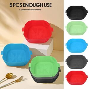 5pcs Silicone Air Fryer Liners，8 Inch Air Fryer Silicone Liners, Food Safe Air Fryer Accessories,Reusable Air Fryer Silicone Bowl Fits 4 To 7QT （Round ）