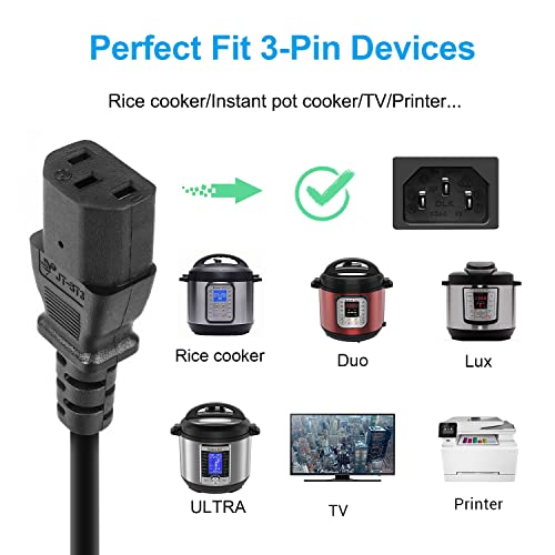 10FT Power Cord Wall Cable Compatible Electric Pressure Cooker(CPC-600), Instant Pot Duo Plus Mini Duo Plus 60 Ultra 60, Rice Cooker, Soy Milk Maker, Microwaves and More Kitchen Appliance [UL Listed]